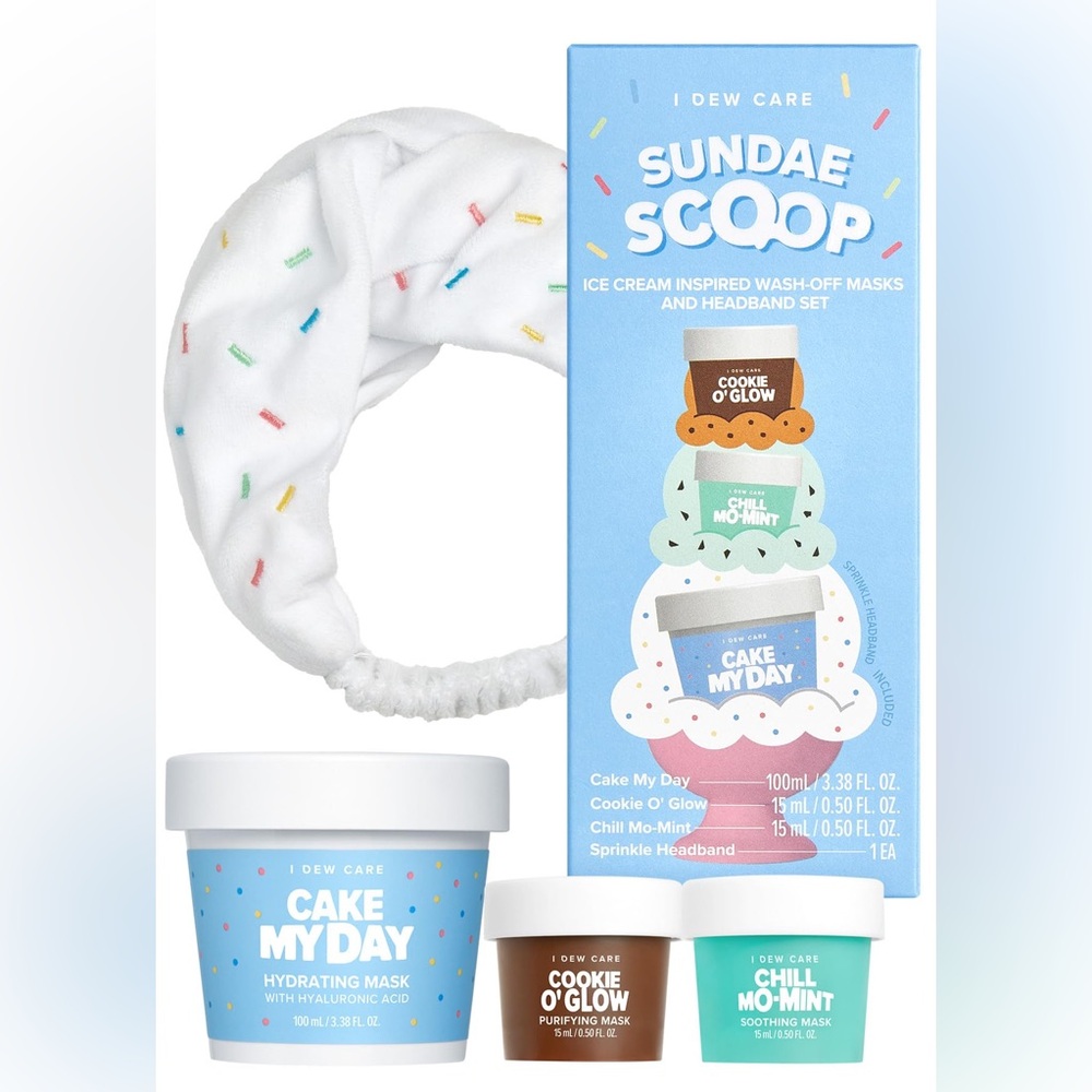 I DEW CARE Wash-off Masks with Headband Set - Sundae Scoop
